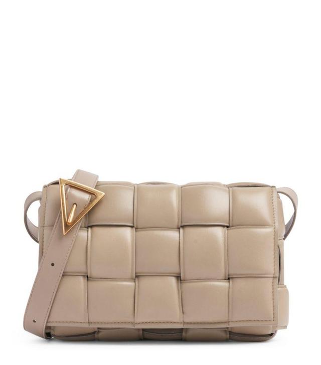 Leather Padded Cassette Cross-body Bag In Grey Product Image