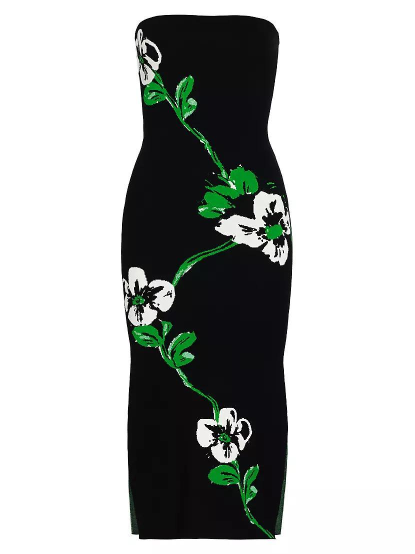 Floral Jacquard Strapless Midi-Dress Product Image