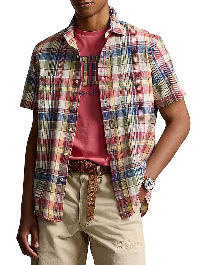 Mens Madras Plaid Cotton Shirt Product Image