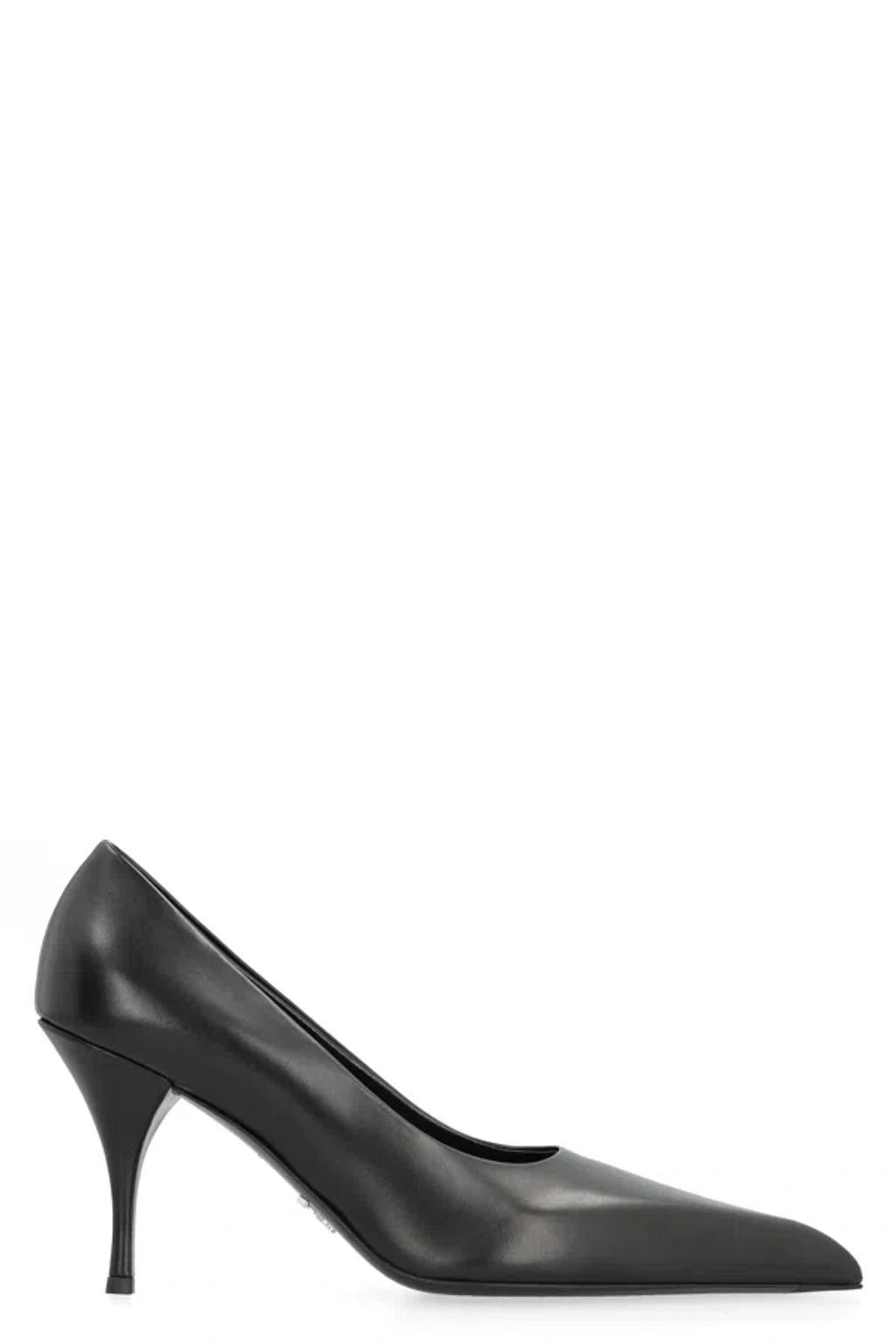 PRADA Calfskin Leather Stiletto Pumps In Black product image