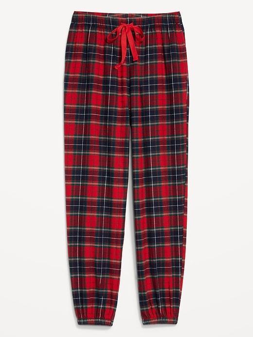 High-Waisted Flannel Pajama Joggers Product Image