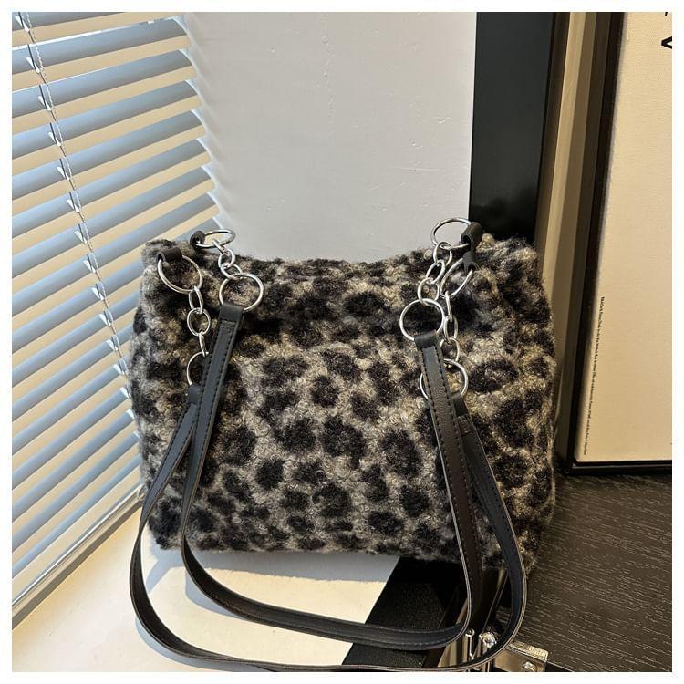 Leopard Patterned Boucle Tote Bag Product Image