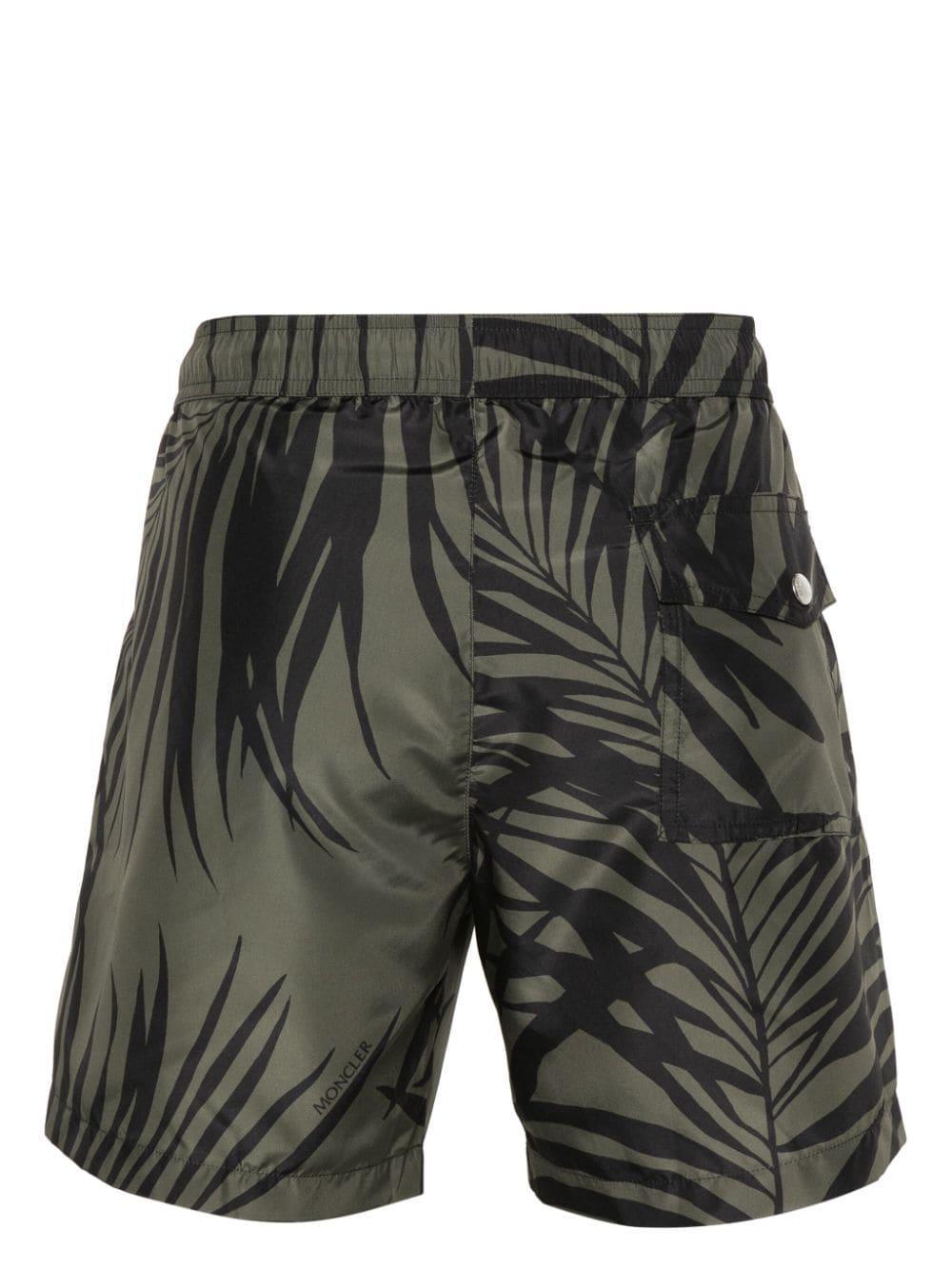 MONCLER Palm Tree-print Swim Shorts In Green Product Image