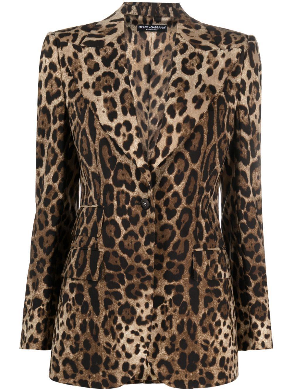 DOLCE & GABBANA Leopard-print Double-breasted Blazer Product Image