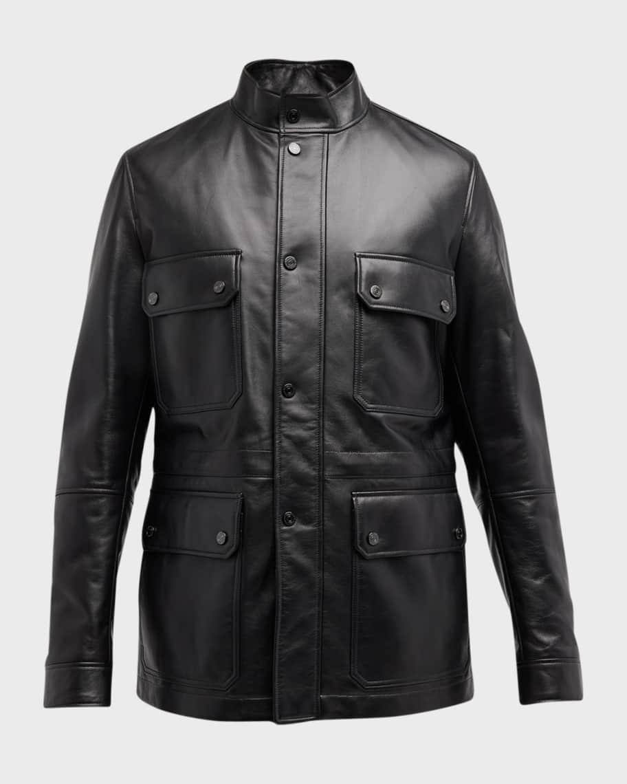 Men's Leather Field Jacket Product Image