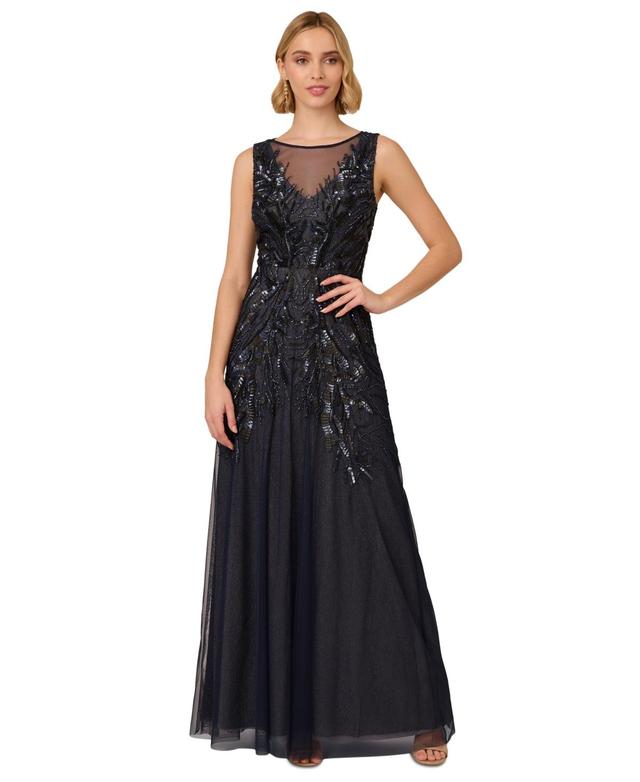 Women's Bead Metallic Mesh Gown Product Image