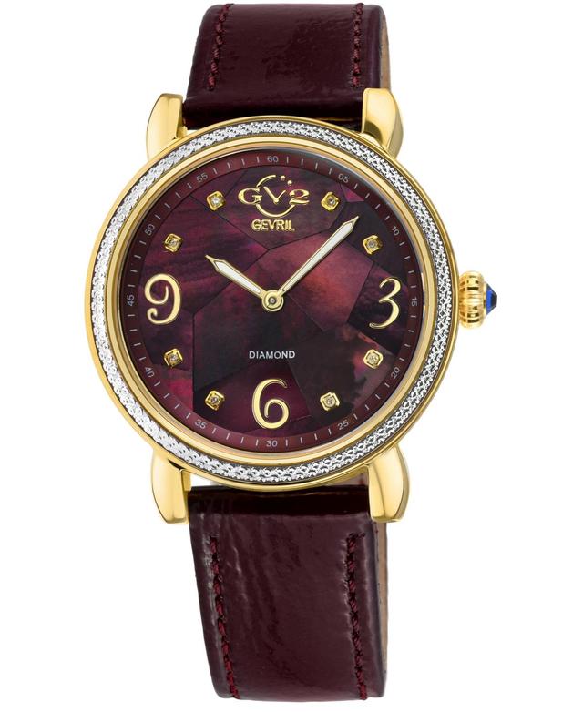 GV2 by Gevril Womens Ravenna Swiss Quartz Maroon Leather Watch 37mm Product Image