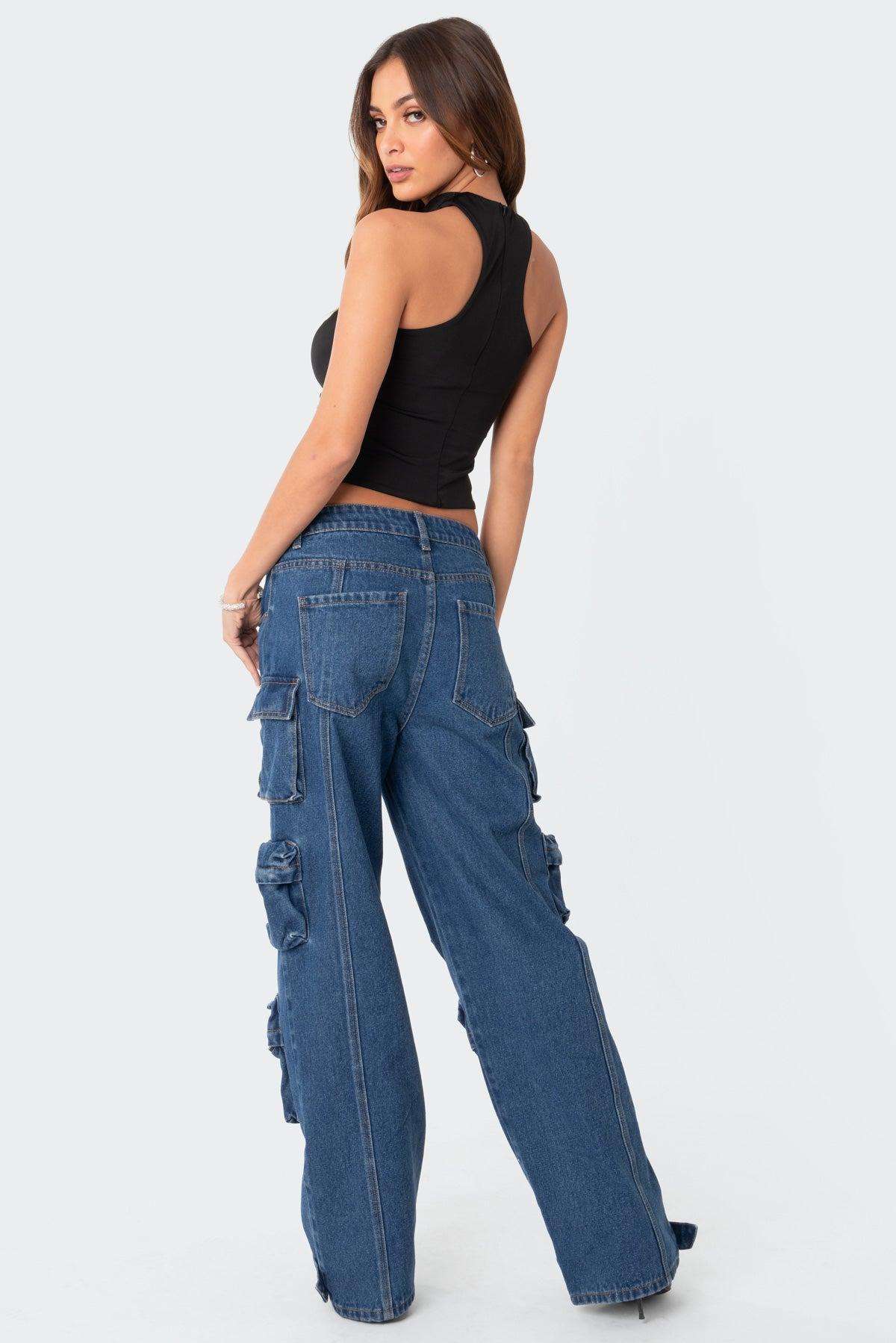 Oversized Boyfriend Cargo Jeans Product Image