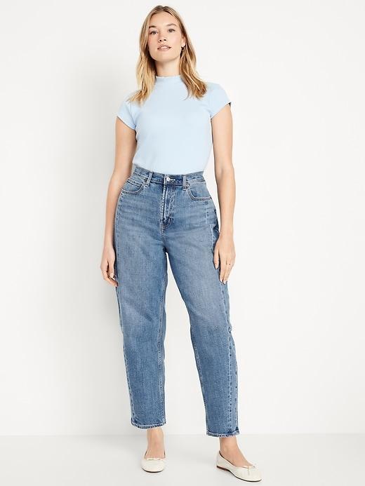 High-Waisted Barrel Ankle Jeans Product Image