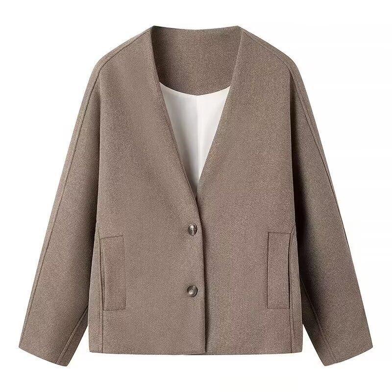 Collarless Melange Single-Breasted Blazer Product Image