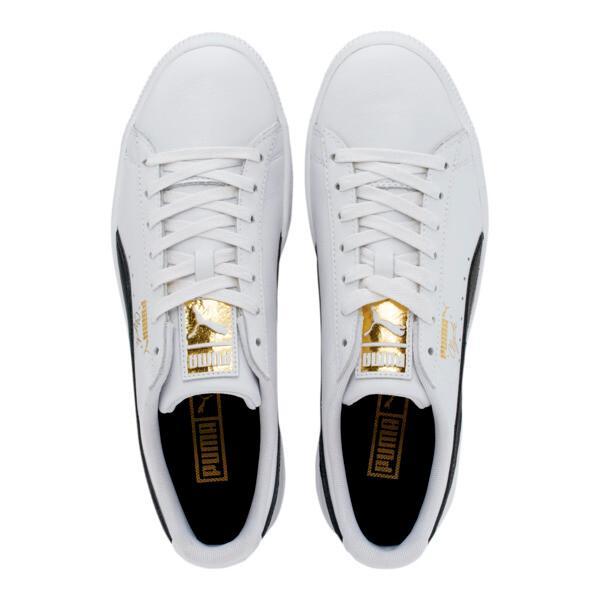 PUMA Clyde Core Foil Men's Sneakers in White/Black/Team Gold Product Image