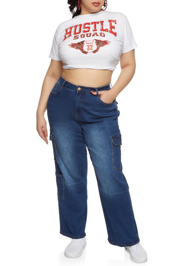 Womens Plus Size WAX Wide Leg Cargo Jeans Product Image