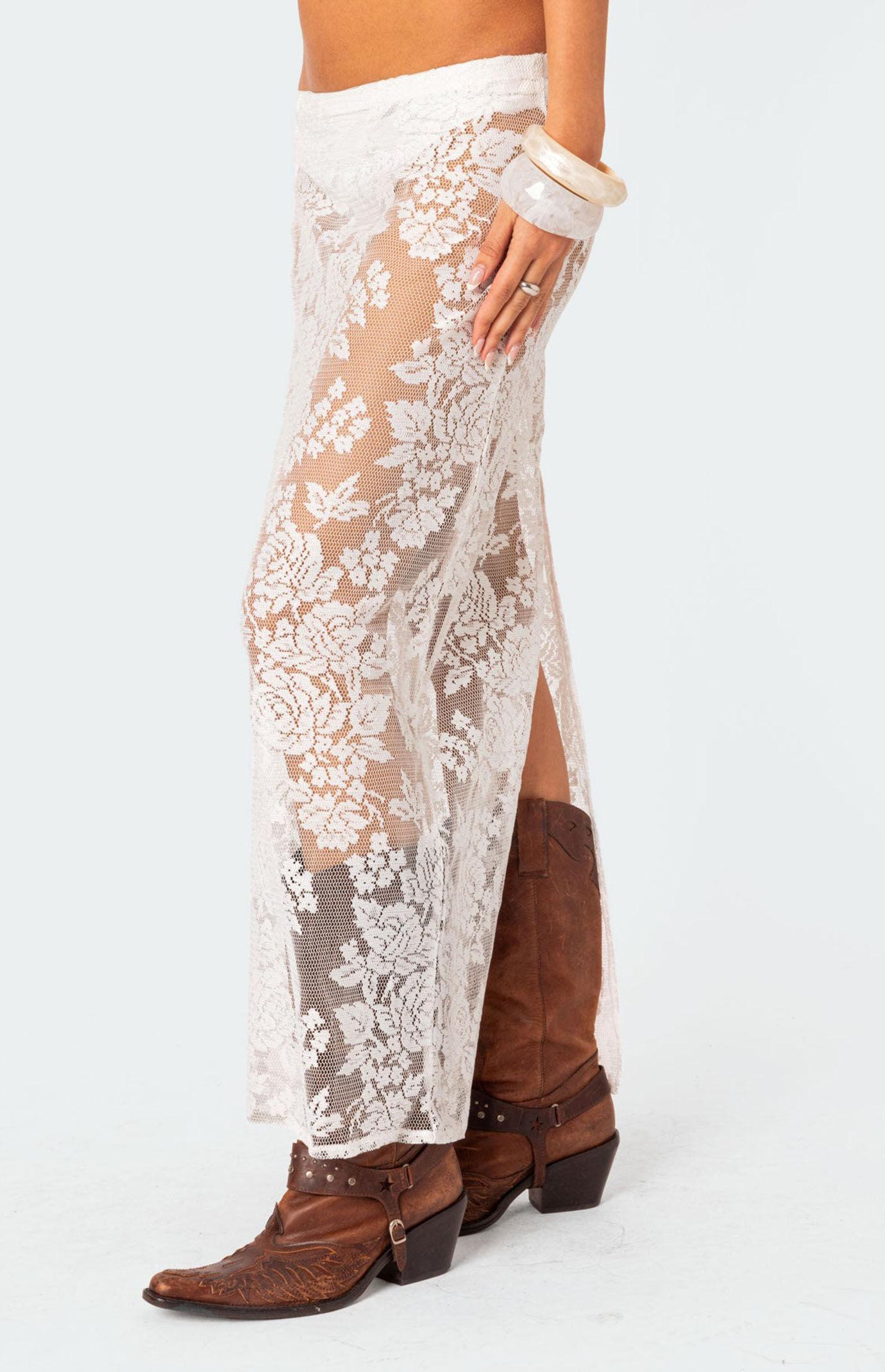 Edikted Women's Bess Sheer Lace Maxi Skirt Product Image