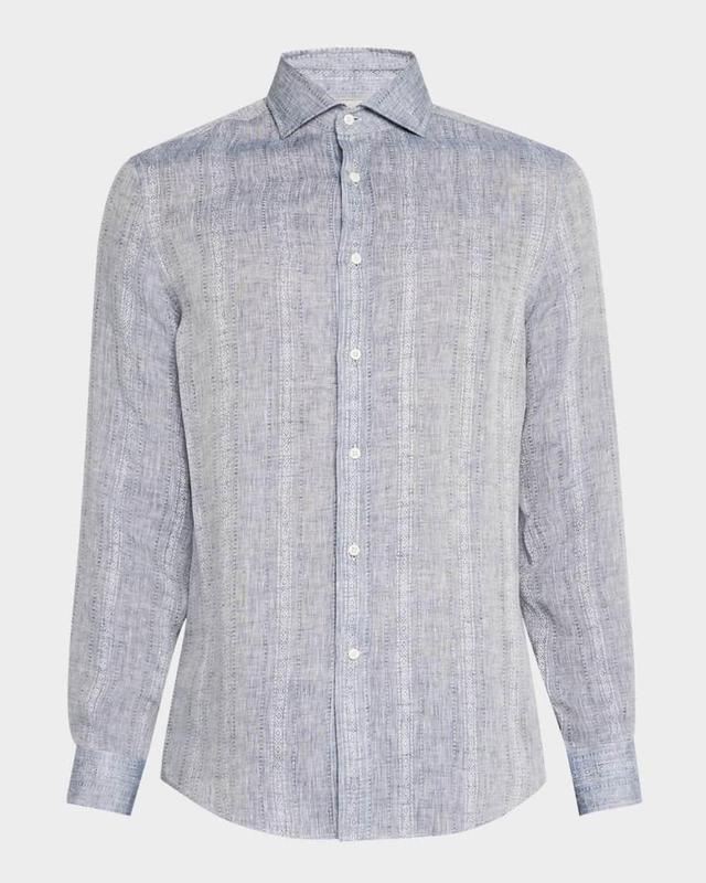 Men's Denim Pattern Stripe Sport Shirt Product Image