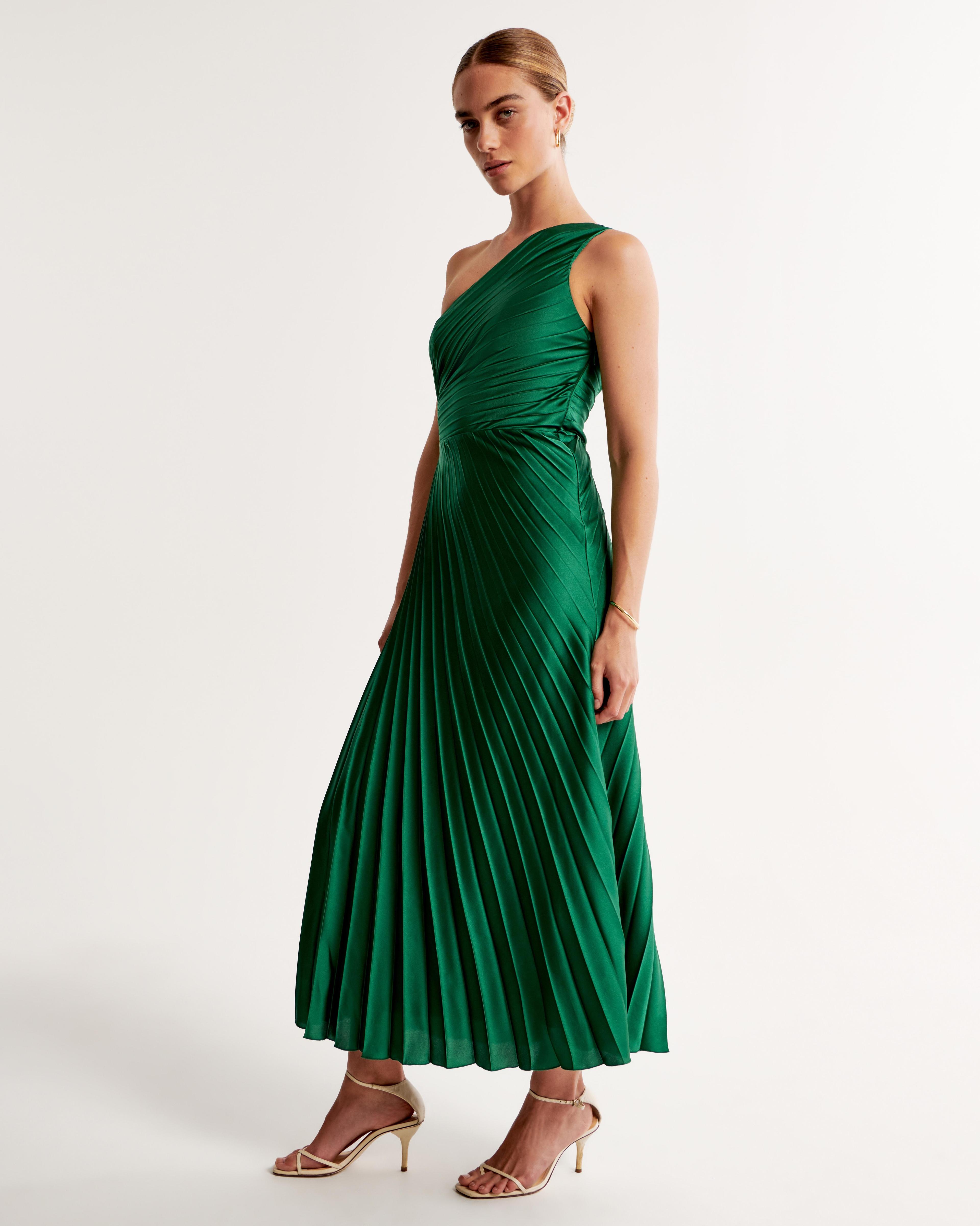 The A&F Giselle Pleated One-Shoulder Maxi Dress Product Image