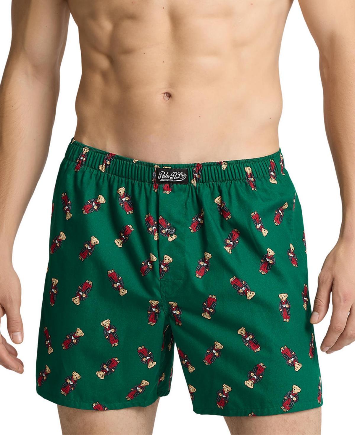 Polo Ralph Lauren Mens Polo Bear Print Woven Boxers - MOSS AGATE Product Image