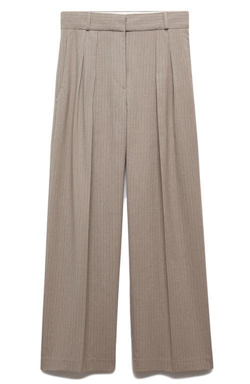 MANGO Pleated Chalk Stripe Wide Leg Pants Product Image