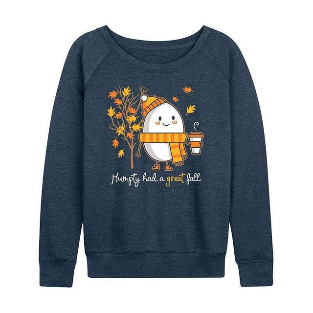 Womens Humpty Great Fall Slouchy Graphic Sweatshirt, Girls Grey Indigo Product Image