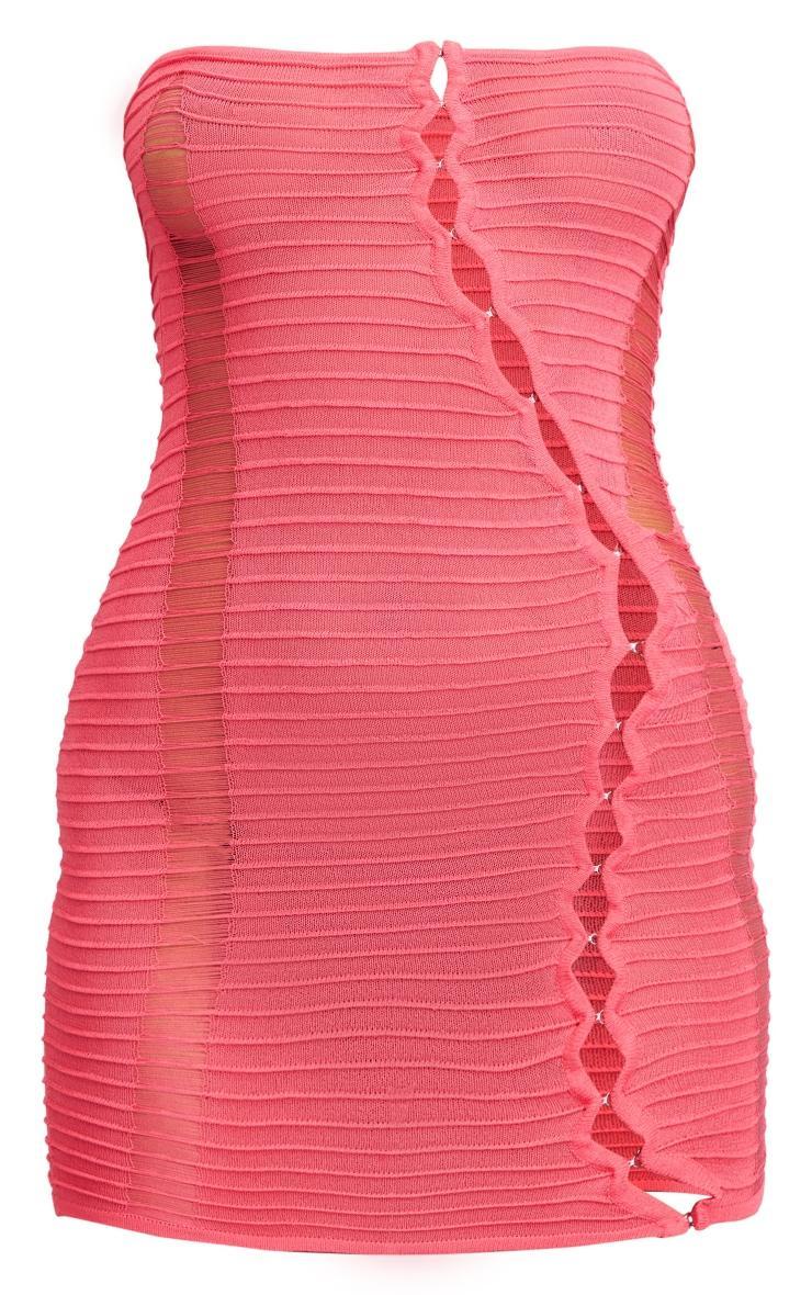 Fuschia Hook And Eye Textured Sheer Knit Dress Product Image