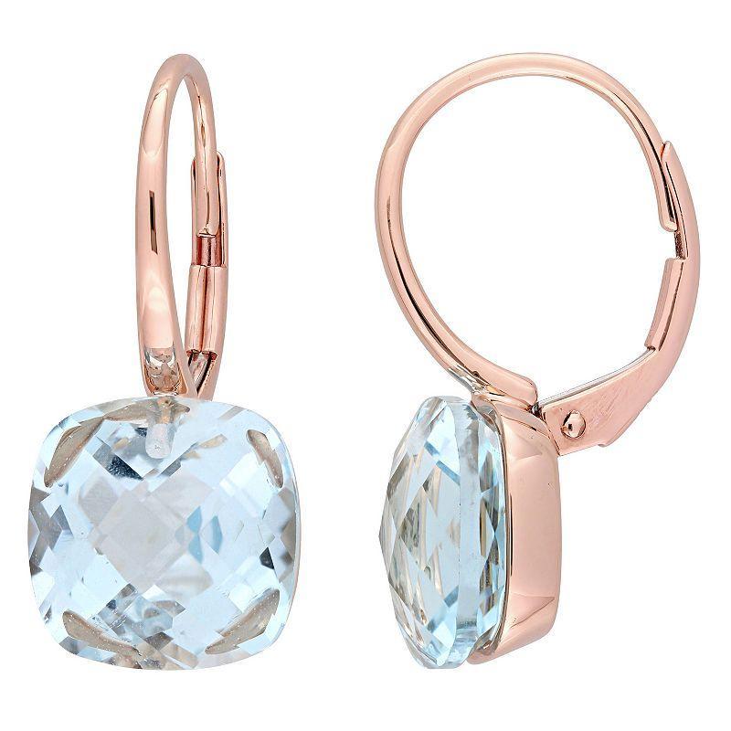 Stella Grace 14k Rose Gold Sky Blue Topaz Leverback Earrings, Womens Product Image