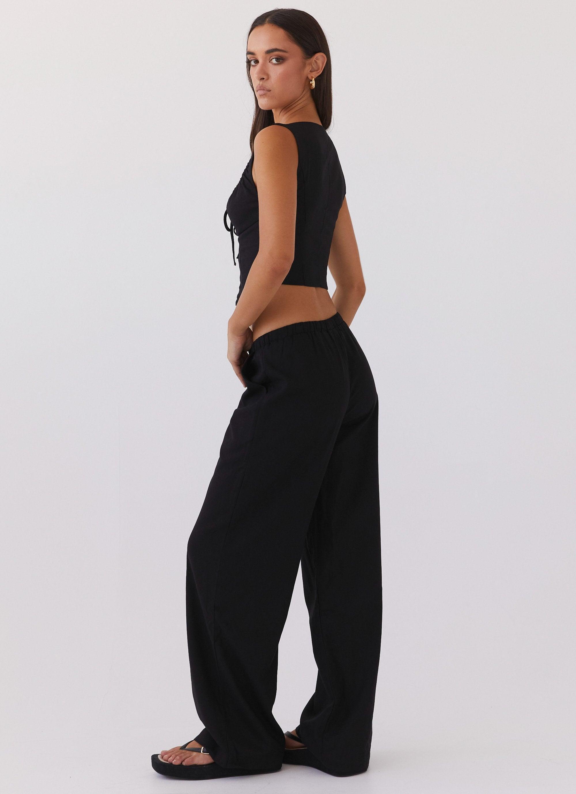 Fresh Face Linen Pants - Black Product Image