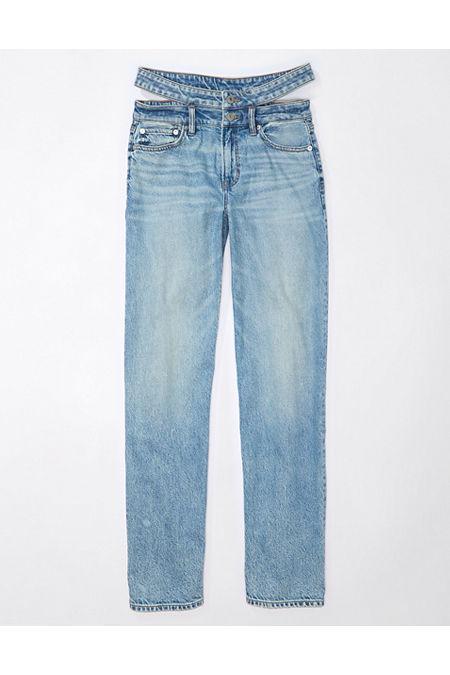 AE Strigid Super High-Waisted Baggy Straight Cut-Out Jean Womens product image