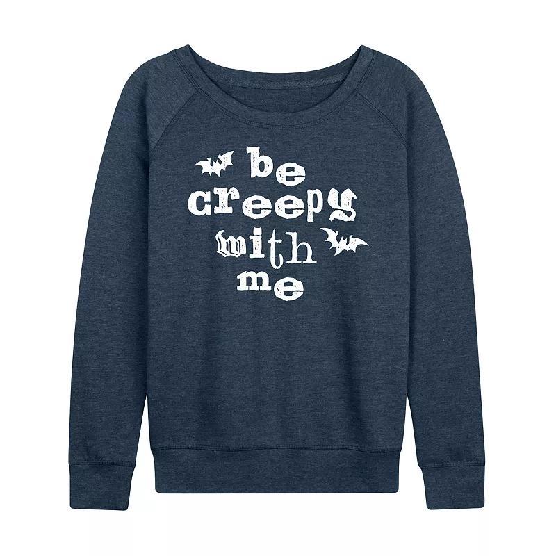 Womens Be Creepy With Me Bats Lightweight French Terry Sweatshirt Grey Blue Product Image