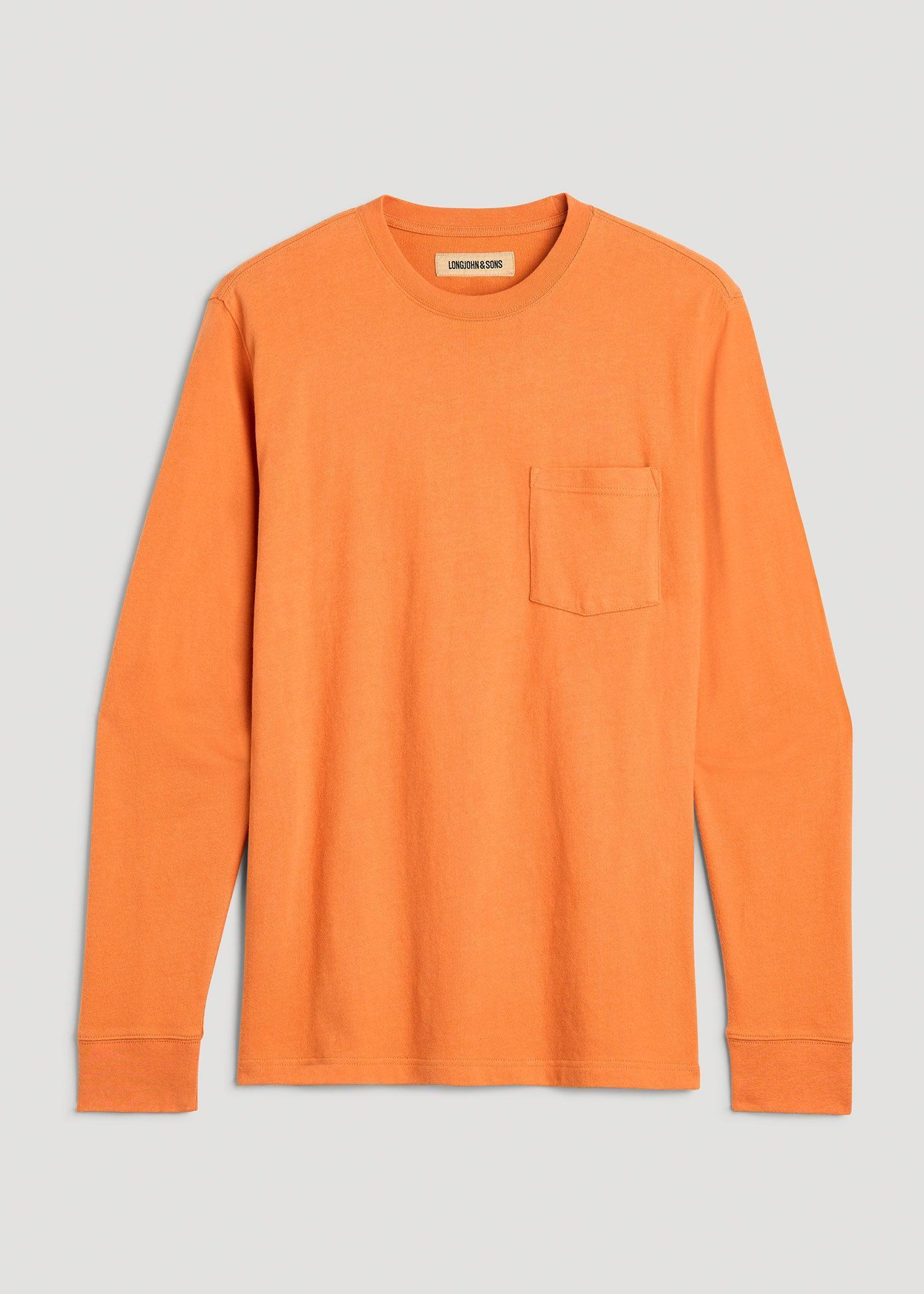 LJ&S Long Sleeve Workwear Pocket Tall Men's Tee in Marmalade Product Image