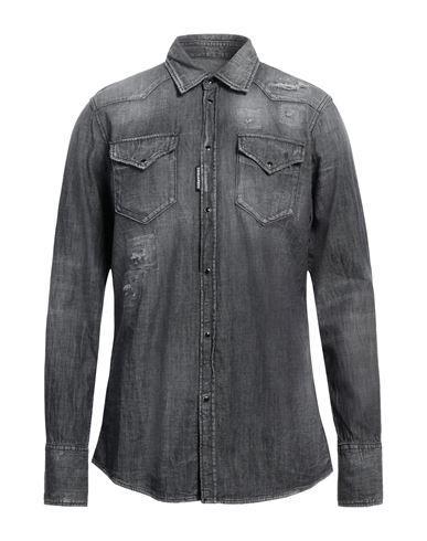 DSQUARED2 Man Denim Shirt Black Size 44 Cotton Product Image