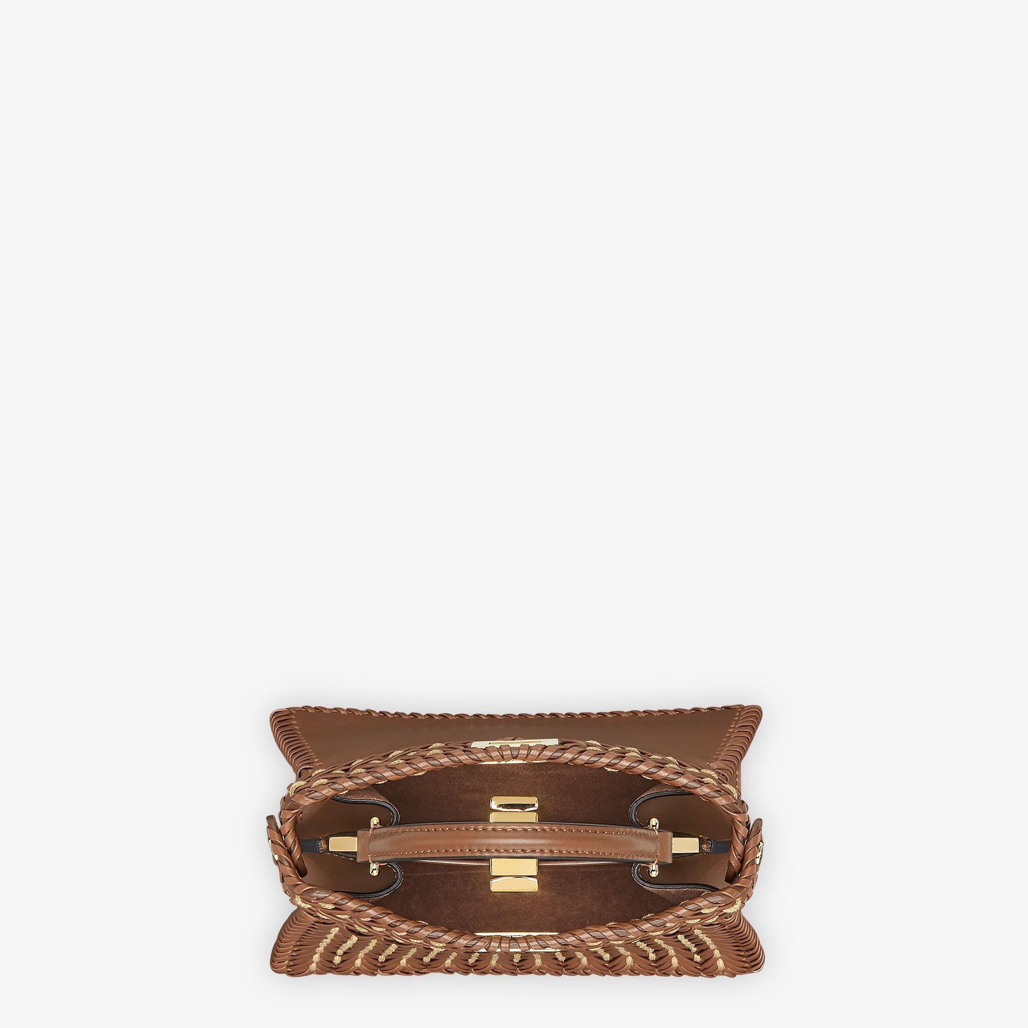 Peekaboo ISeeU PetiteBrown interlaced leather bag with Selleria waxed thread Product Image