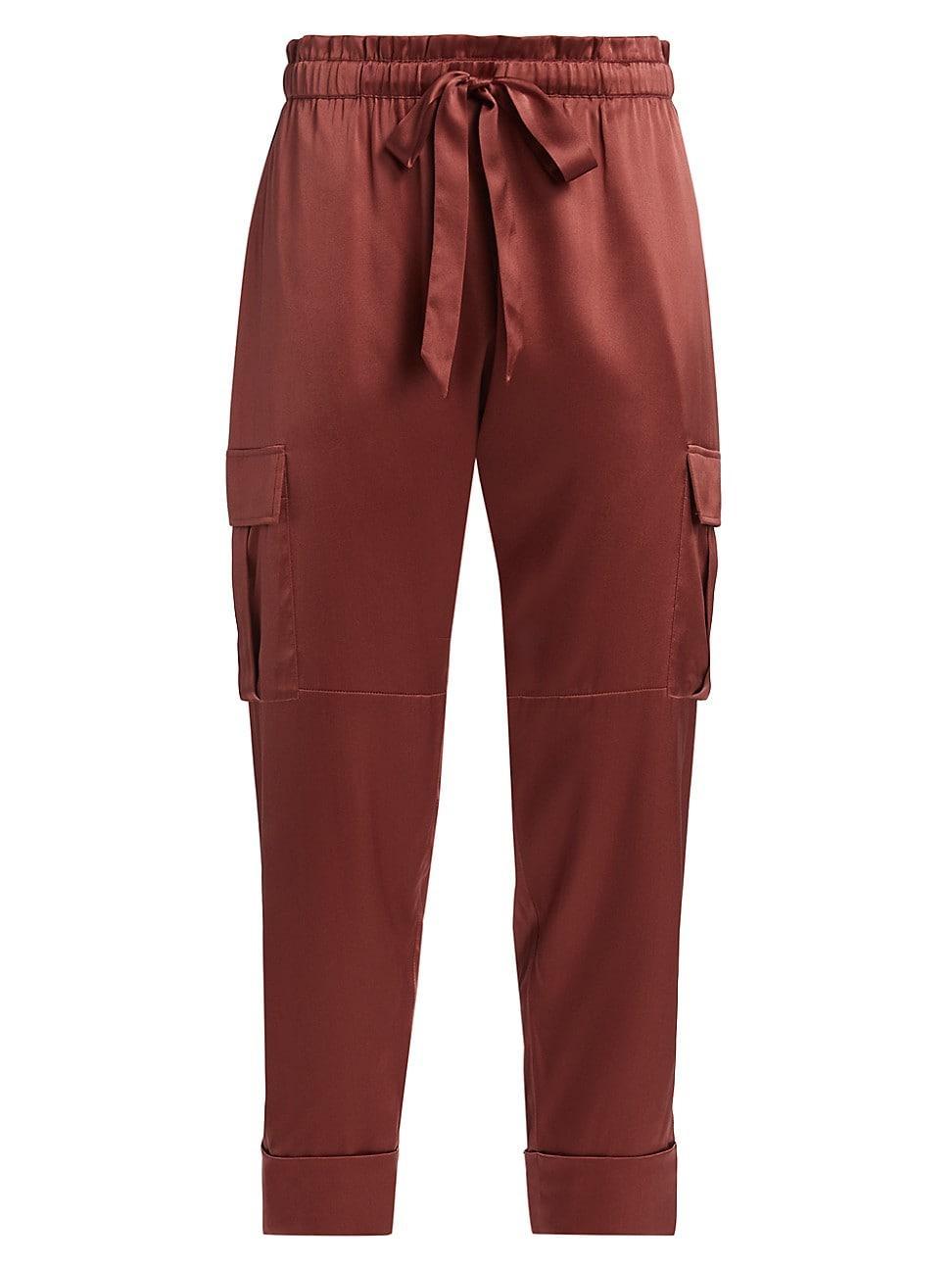 Womens Carmen Silk Charmeuse Cargo Pants Product Image