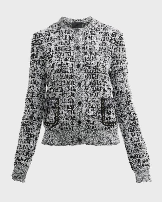 Logo-Print Tweed-Knit Short Jacket Product Image