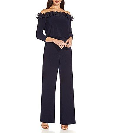 Adrianna Papell Ruffle Blouson Long Sleeve Jumpsuit Product Image