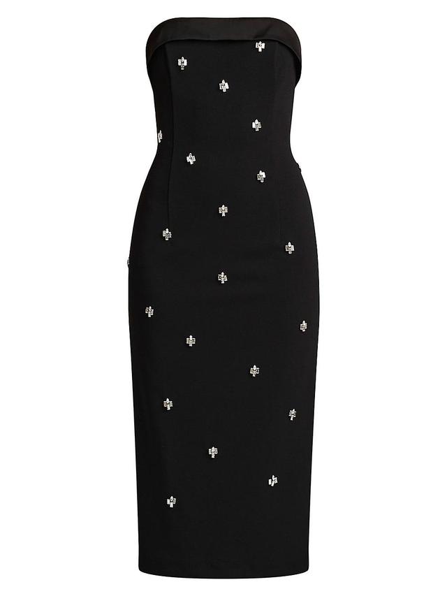 Womens Beaded Tuxedo Strapless Midi-Dress Product Image