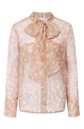 BURBERRY Amelie Deer Print Pussybow Blouse In Soft Fawn Product Image