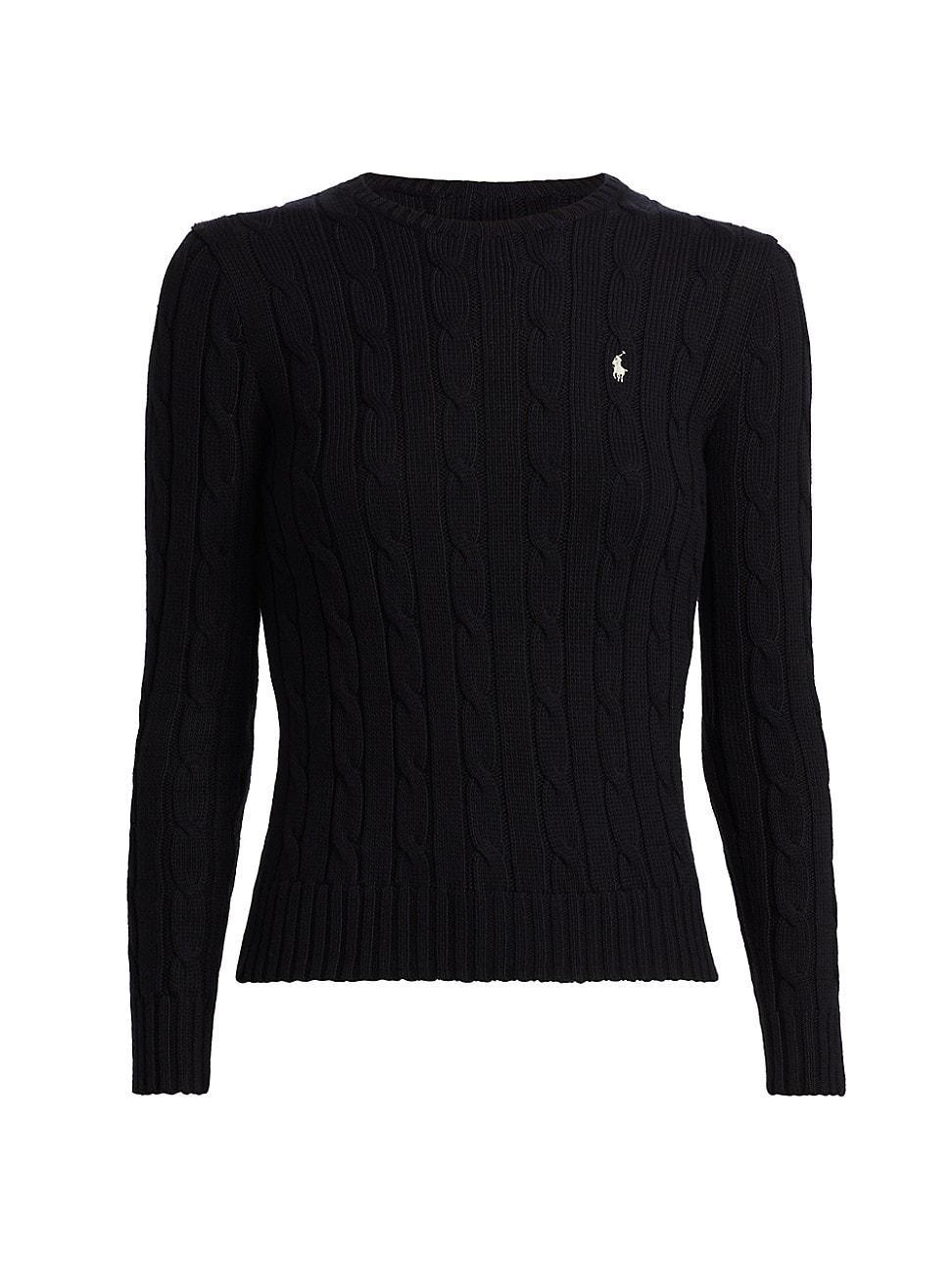 Womens Cable-Knit Cotton Crewneck Sweater product image