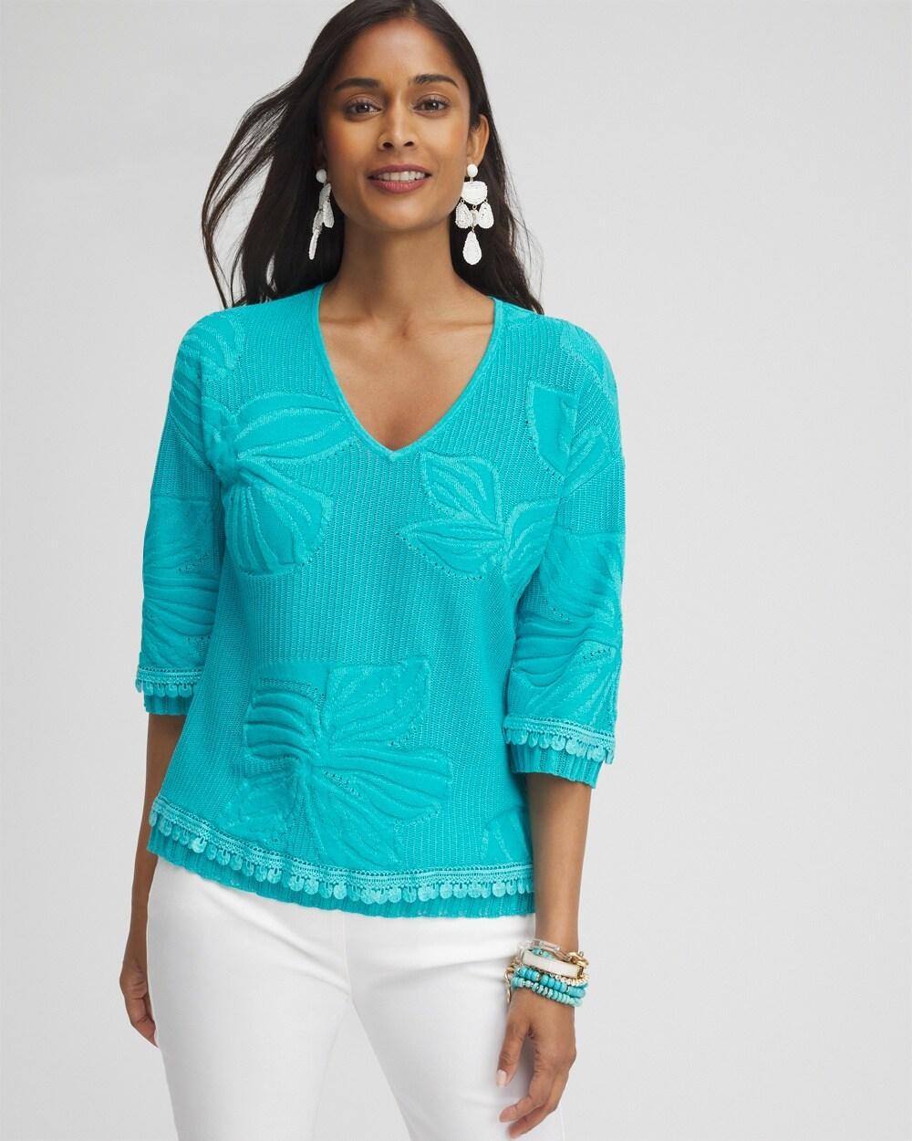 Embossed Pointelle Lace Pullover product image