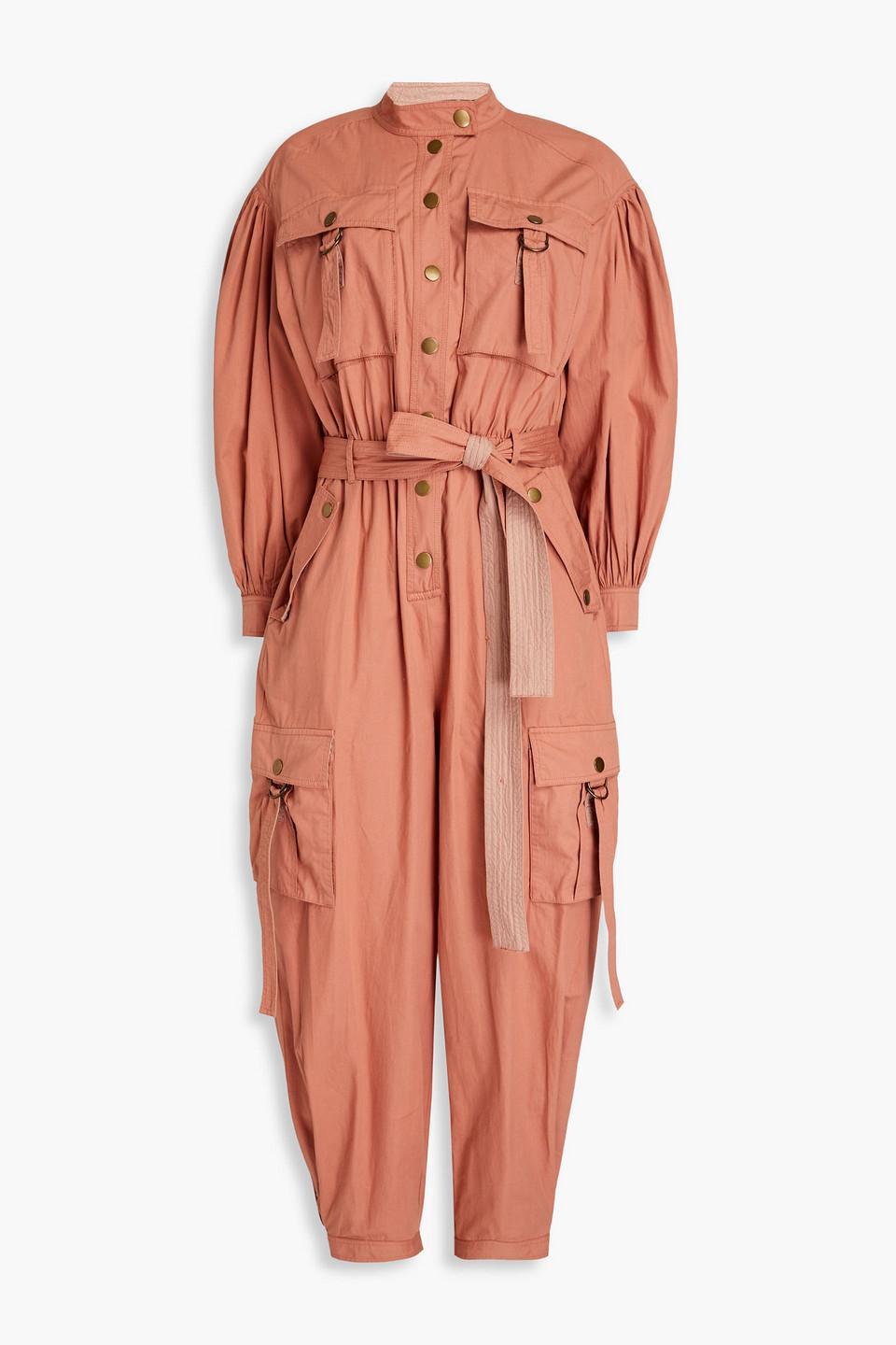 Reverie Belted Cotton Jumpsuit In Antique Rose Product Image