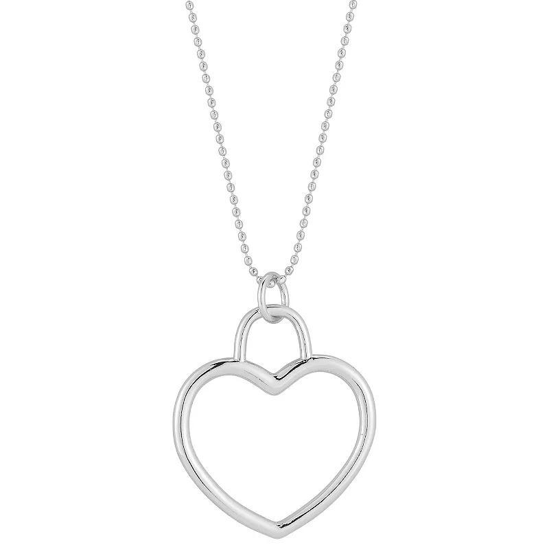 WINX 18k Gold Plated Open Heart Necklace, Womens Silver Tone Product Image