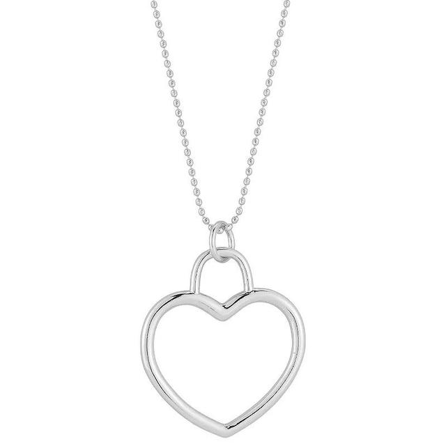 WINX 18k Gold Plated Open Heart Necklace, Womens Silver Tone Product Image