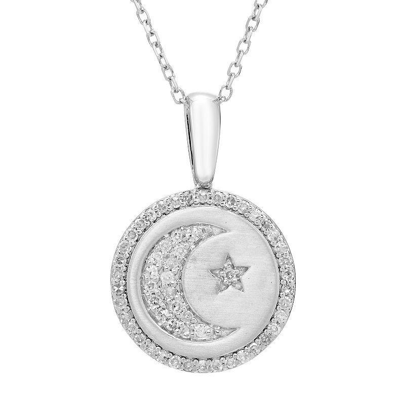 Its Personal Sterling Silver & Diamond-Accent Moon Star Pendant Necklace, Womens Product Image