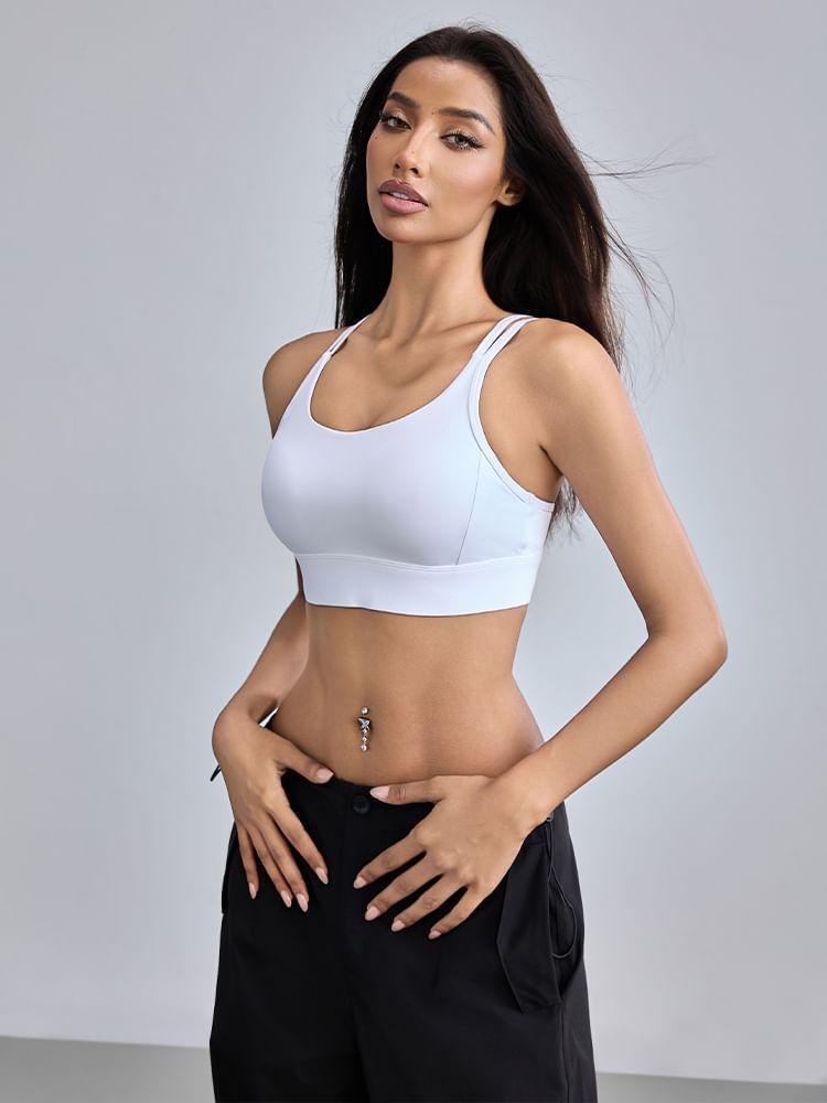 Spaghetti Strap Plain Sports Bra Product Image