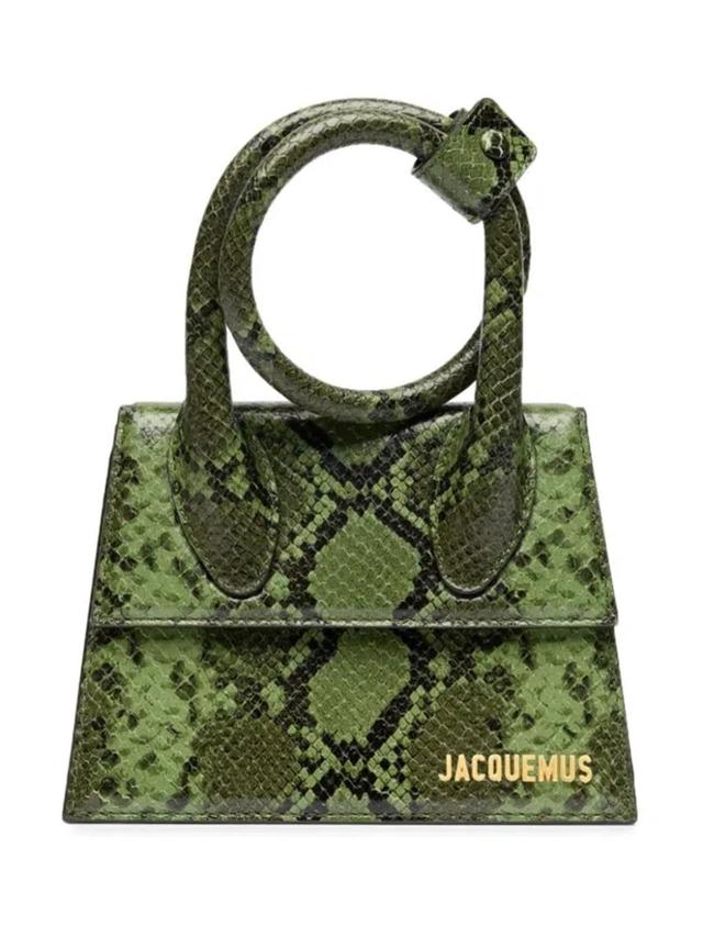 JACQUEMUS Small Knot Leather Shoulder Bag In Green Product Image