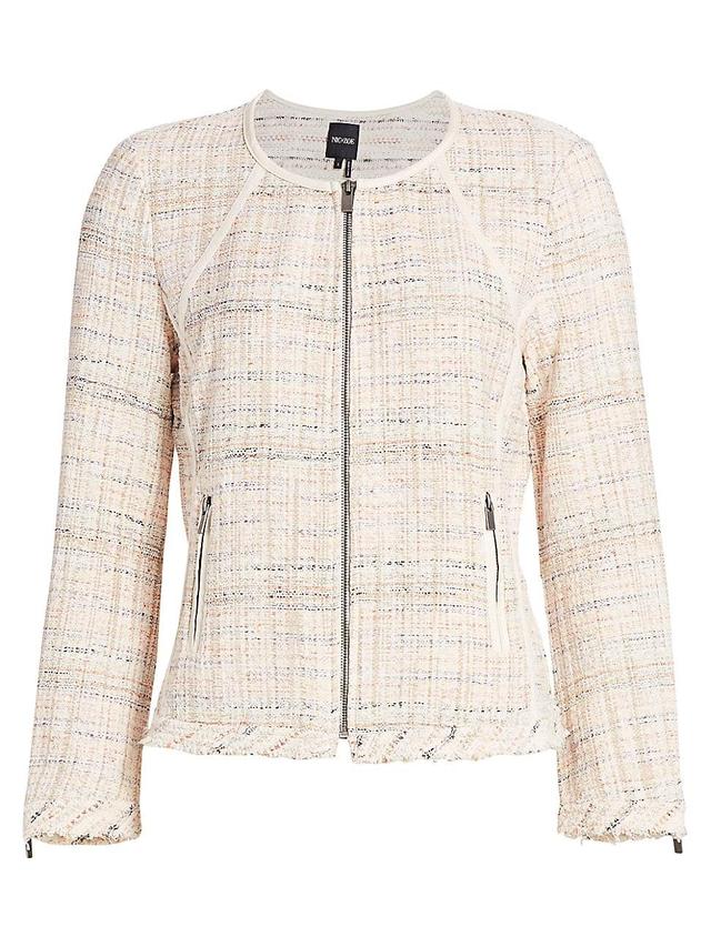 Womens Petite Dandelion Raw-Edge Jacket - Orange Multi - Size Large Product Image