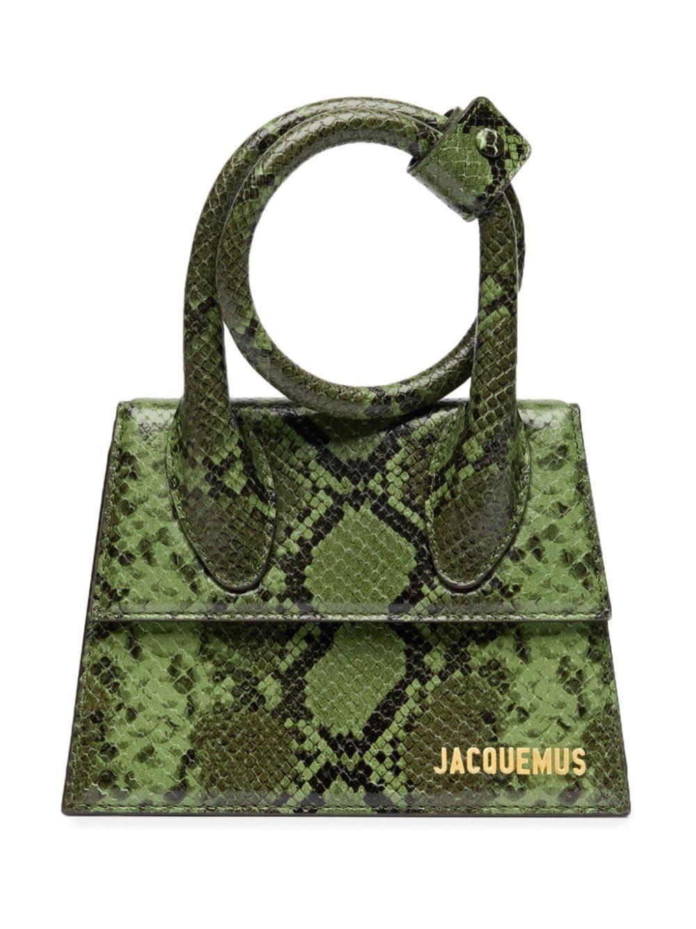 JACQUEMUS Small Knot Leather Shoulder Bag In Green Product Image