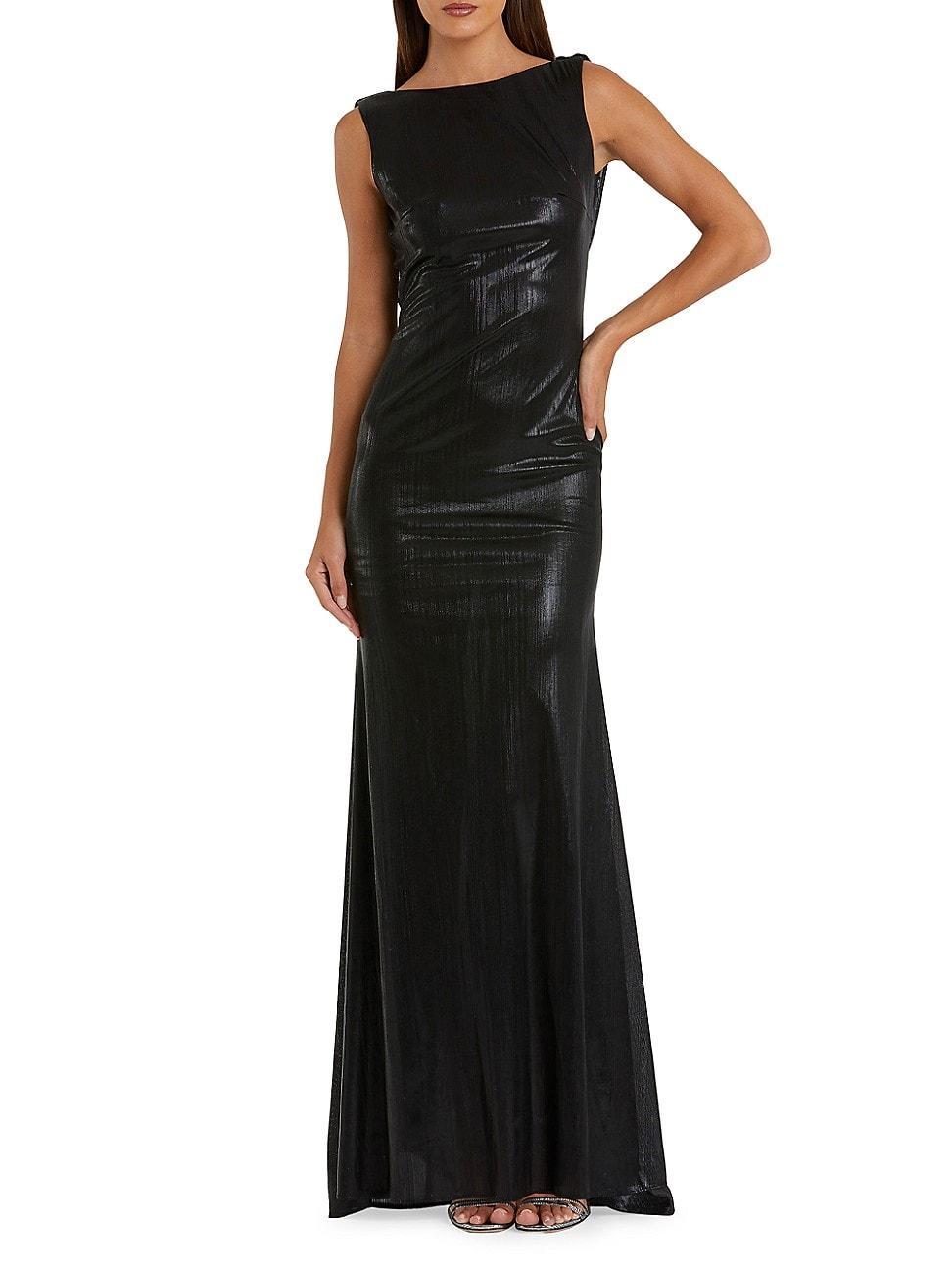 Womens Metallic Cowlneck Mermaid Gown Product Image