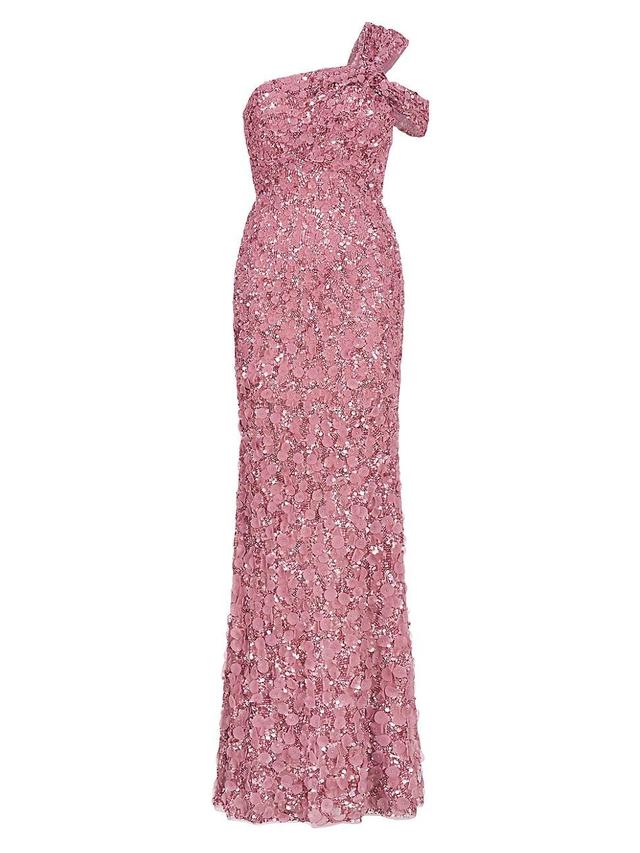 Womens Renata One-Shoulder Beaded Petal Gown Product Image