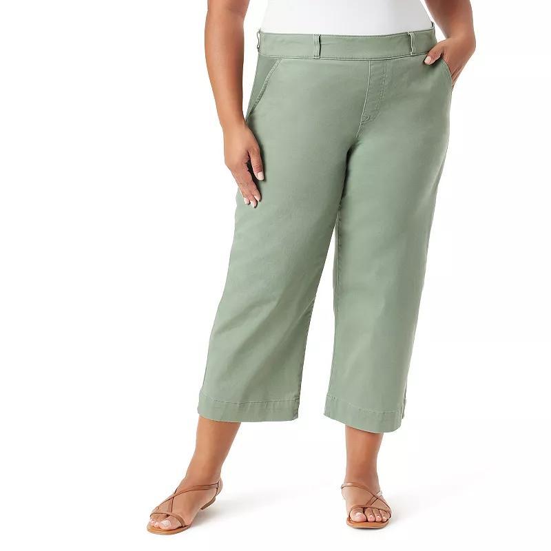 Plus Size Gloria Vanderbilt Shape Effect Pull-On Wide Leg Crop Pants, Womens Garden Green Product Image