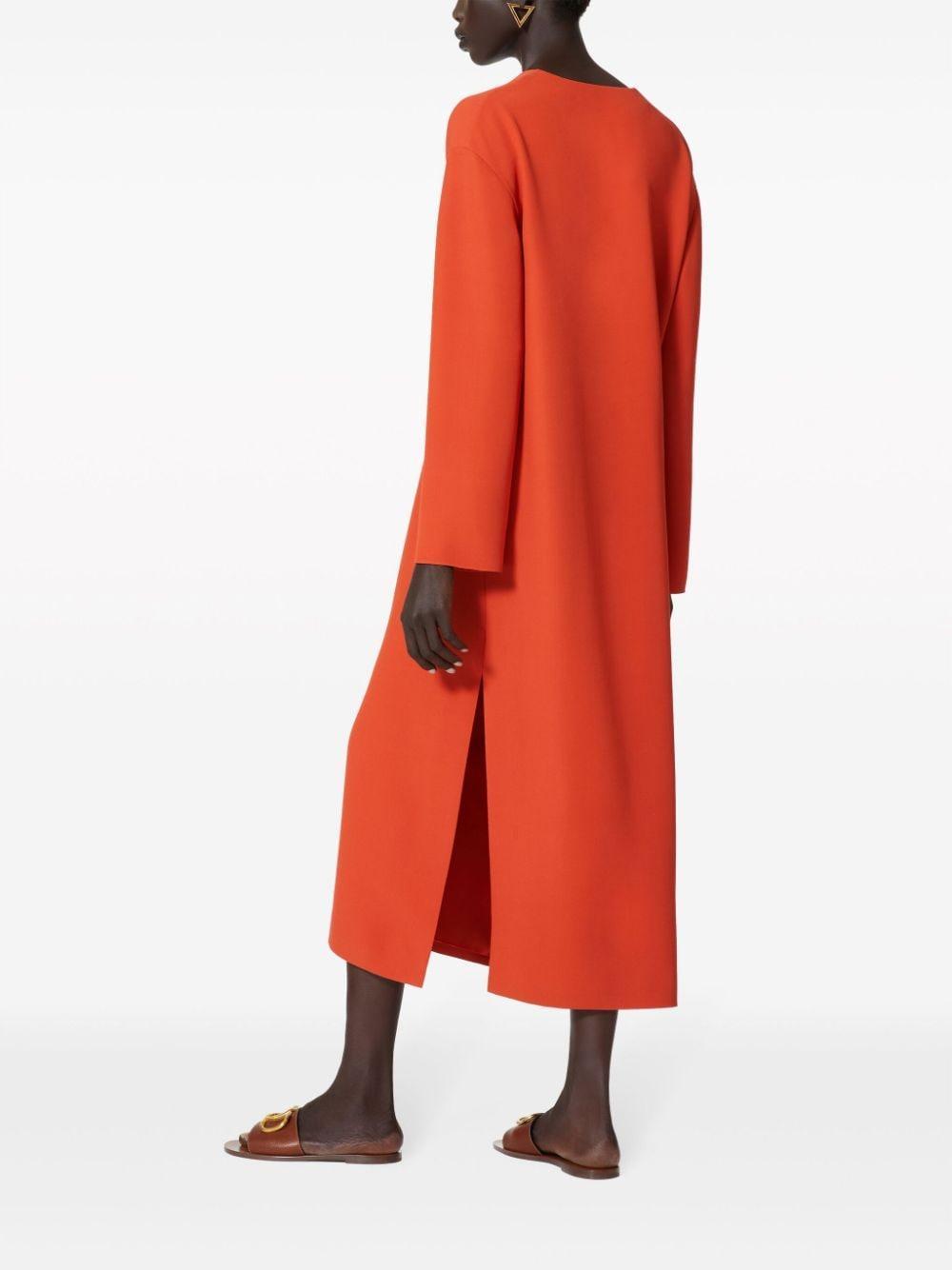 V Gold Crepe Midi Dress In Orange Product Image