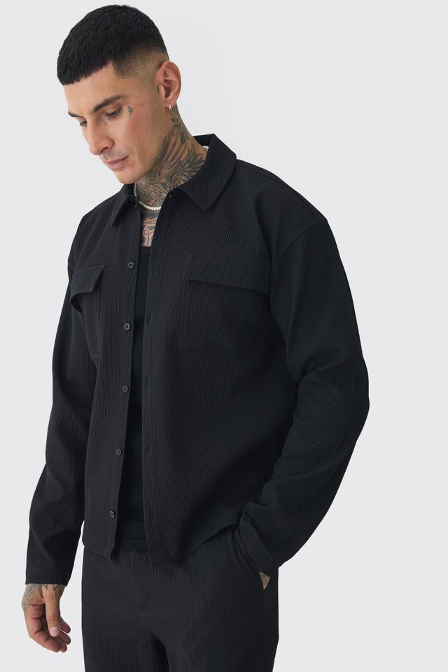 Tall Pleated Cargo Overshirt | boohooMAN USA Product Image